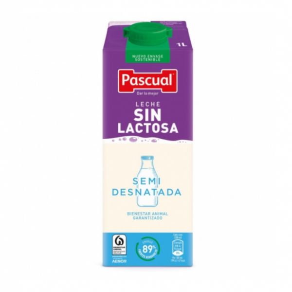 Pascual Sin Lactosa Semidesnatada 1l. caja 6 und.